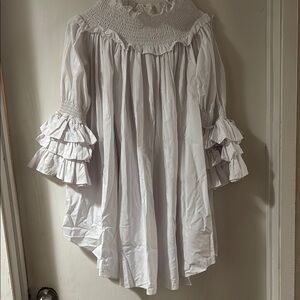 White Ruffled Smocked Dress